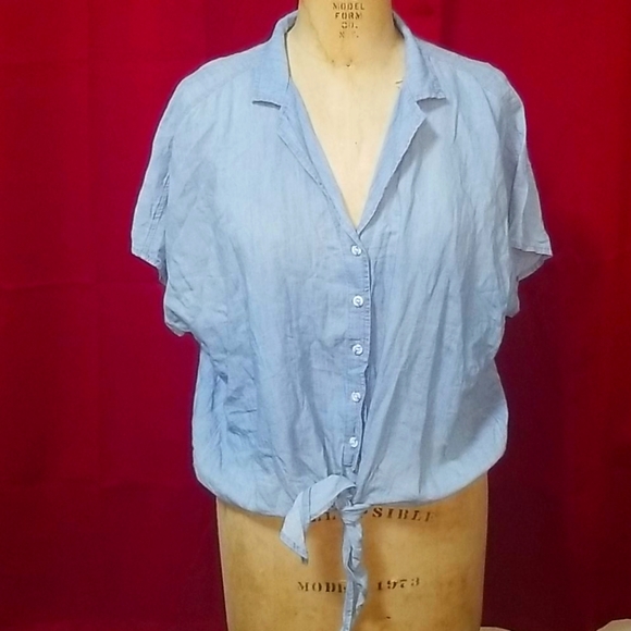 &denim Tops - & Denim light blue denim crop top size 12